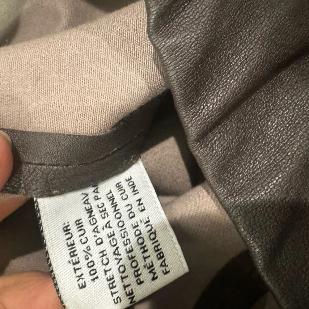 Walter Baker Stretch Lamb Leather Lori Pant Pull-On Mocha Black Size L NWT